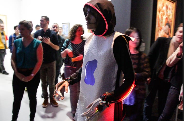 Museeonaute live performance with IoT costume at the grand palais during La Lune exhibition