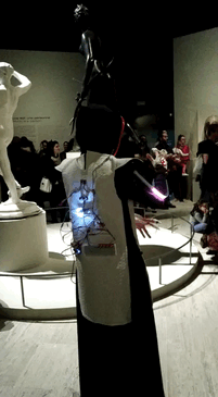 Museeonaute live performance with IoT costume at the grand palais during La Lune exhibition